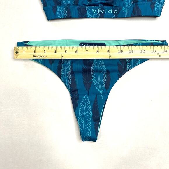 Vivida Bikini Midnight Feather 2 piece reversible feather/teal pattern - Picture 3 of 6